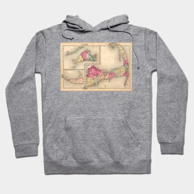 Vintage Map of Cape Cod (1871) Hoodie by Bravuramedia